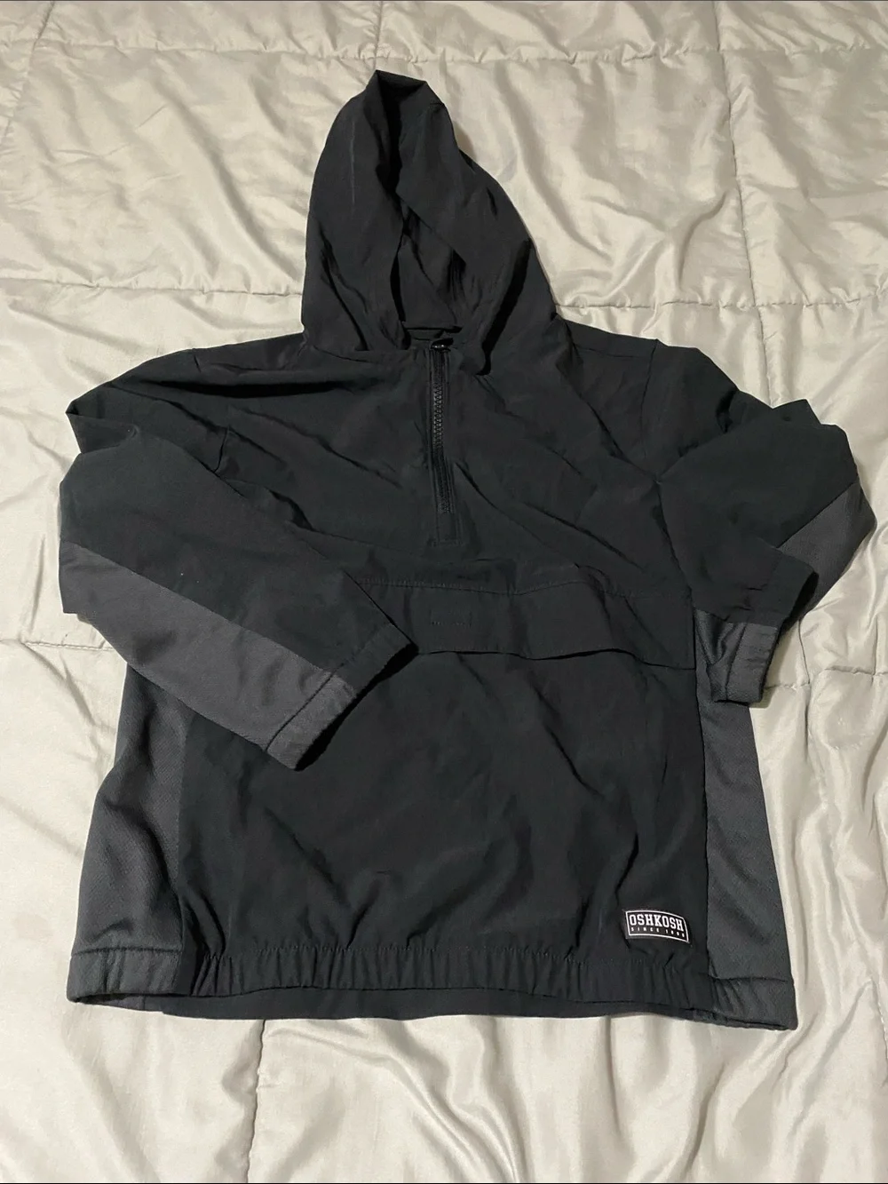 OshKosh B'gosh Black Hooded Windbreaker Pullover